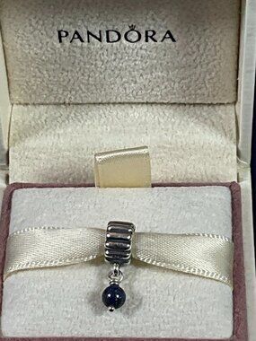 PANDORA Retired Sterling Silver Saphire September Birthstone Dangle - 790166SA